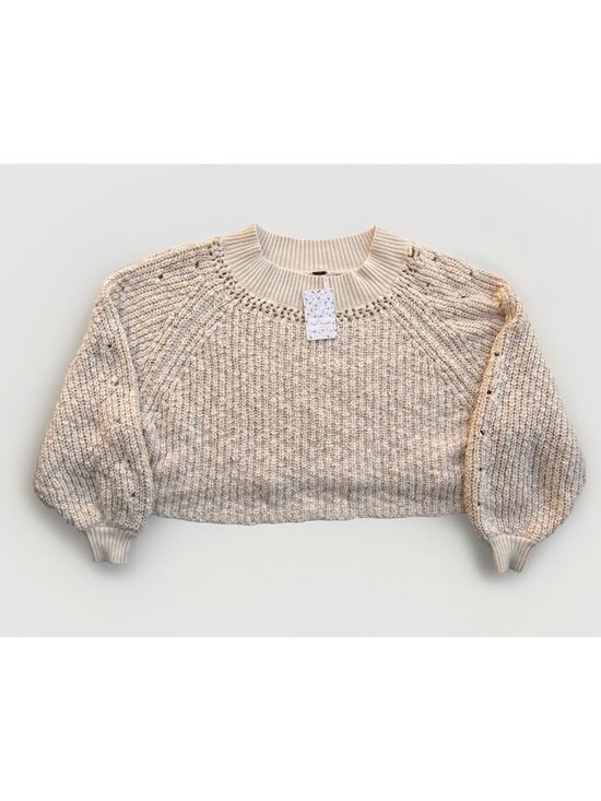 Free People Tops - Free People Pandora’s Boatneck Chunky Knit Sweater Ivory Size M NWT Flaw